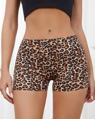 Women's Leopard Print/Solid Seamless Comfortable Breathable Boxer Briefs