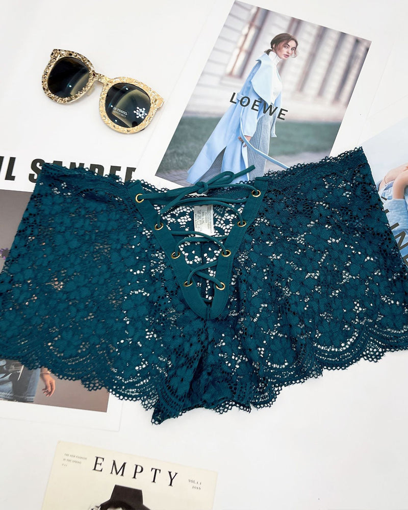 Women's Sexy Flower Lace Back Waist Tie Design Panties