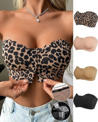 Women's Seamless Strapless Front Buckle Comfort Push Up Bra