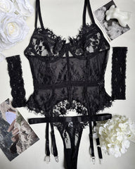 Sexy Lace Stitching Suspender Pajamas Set