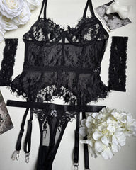 Sexy Lace Stitching Suspender Pajamas Set