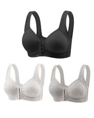 3-Pack Seamless Adjustable Front-Clasp Wireless Push-Up Bras