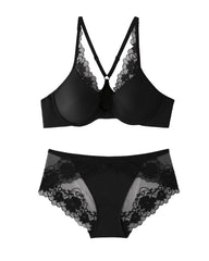 Women's Seamless Front-Clasp Wire-Free Lace Comfort Bra and Panty Set