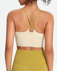 Women's Seamless Fixed Chest Pad Contrast Color Strap Cross Sports Yoga Vest