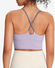 Women's Seamless Fixed Chest Pad Contrast Color Strap Cross Sports Yoga Vest