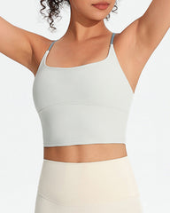 Women's Seamless Fixed Chest Pad Contrast Color Strap Cross Sports Yoga Vest