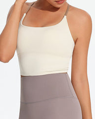 Women's Seamless Fixed Chest Pad Contrast Color Strap Cross Sports Yoga Vest
