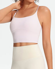 Women's Seamless Fixed Chest Pad Contrast Color Strap Cross Sports Yoga Vest