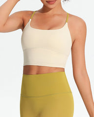 Women's Seamless Fixed Chest Pad Contrast Color Strap Cross Sports Yoga Vest