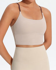 Women's Seamless Fixed Chest Pad Contrast Color Strap Cross Sports Yoga Vest