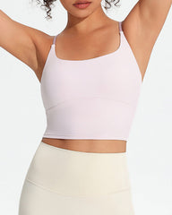 Women's Seamless Fixed Chest Pad Contrast Color Strap Cross Sports Yoga Vest