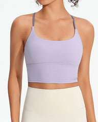 Women's Seamless Fixed Chest Pad Contrast Color Strap Cross Sports Yoga Vest