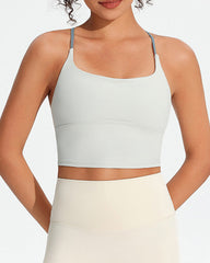 Women's Seamless Fixed Chest Pad Contrast Color Strap Cross Sports Yoga Vest