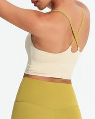 Women's Seamless Fixed Chest Pad Contrast Color Strap Cross Sports Yoga Vest