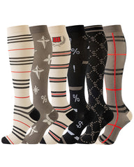 6 Pairs Of High-Elastic Breathable Calf Compression Socks For Sports and Fitness