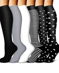 6 Pairs Of High-Elastic Breathable Calf Compression Socks For Sports and Fitness