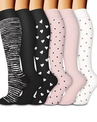 6 Pairs Of High-Elastic Breathable Calf Compression Socks For Sports and Fitness