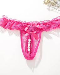 Lace Crotchless Massage Pearl Sexy Thong