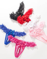 Lace Crotchless Massage Pearl Sexy Thong