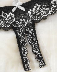 Sexy Lace Mesh Open Crotch Hollow Bra Underwear Set