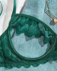 Women's Sexy Lace Mesh Hollow Underwear Set