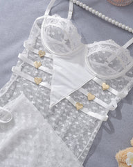 Sexy Lace Long See-Through Suspender Dress Set