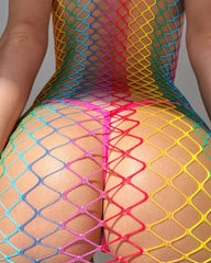 Rainbow Fishnet Sleeveless Hollow Nightdress