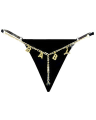 Sexy Gold Rhinestone Letter Chain Thongs