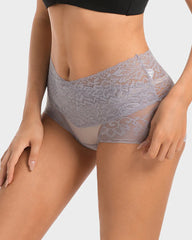 3-Pack High-Waist Lace V-Shaped Breathable Tummy-Control Panties