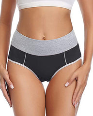 Women's Mid-Rise Colorblock Plus Size Cotton Butt Lifting Waist Briefs