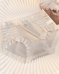 Mid-Rise Antibacterial Crotch Breathable Seamless Lace Satin Briefs