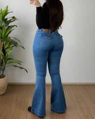 Fashion Solid Color Stretch Flared Jeans