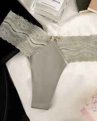 Low-Waist Seamless Sexy Lace Satin Stitching Briefs