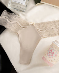 Low-Waist Seamless Sexy Lace Satin Stitching Briefs