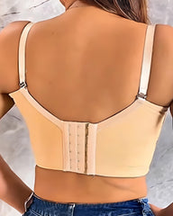 Solid Color Shaping Push-Up Bra With 6-Pin Buckle