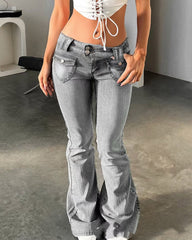 Low-Rise Slim-Fit High-Stretch Flared Jeans