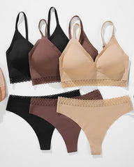 Seamless Sexy Lace Splicing Beautiful Back Underwear Set