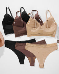 Seamless Sexy Lace Splicing Beautiful Back Underwear Set