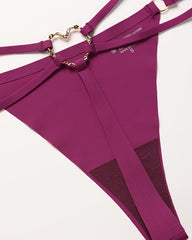 Seamless Double-Strap Heart Metal Ring Design Sexy Thong