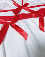 Sexy Female Nurse Role Play Bow Uniform Pajamas Set