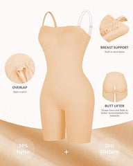 Women's Seamless Tummy Control Body Shaper with Removable Straps