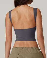 Women's Sexy Solid Color Seamless Backless Sleeveless Short Vest