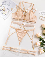 Sexy Chain Halterneck Leather Pajamas Set