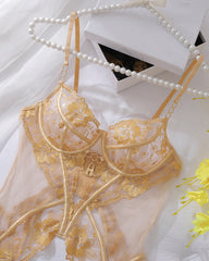 Sexy Mesh See-through Thin Lace Bra Set