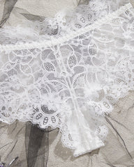 High Neck Lace Sheer Mesh Backless Bra Underwear Set