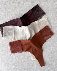 Sexy Lace Colorblock Seamless Thong