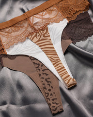 Sexy Lace Colorblock Seamless Thong