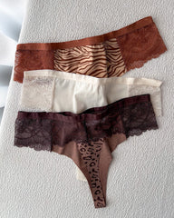 Sexy Lace Colorblock Seamless Thong