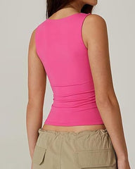 Square Neck Sleeveless Double-layer Tight Seamless Stretch Vest