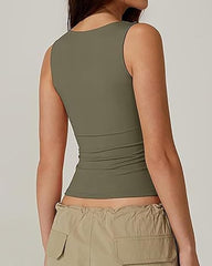 Square Neck Sleeveless Double-layer Tight Seamless Stretch Vest